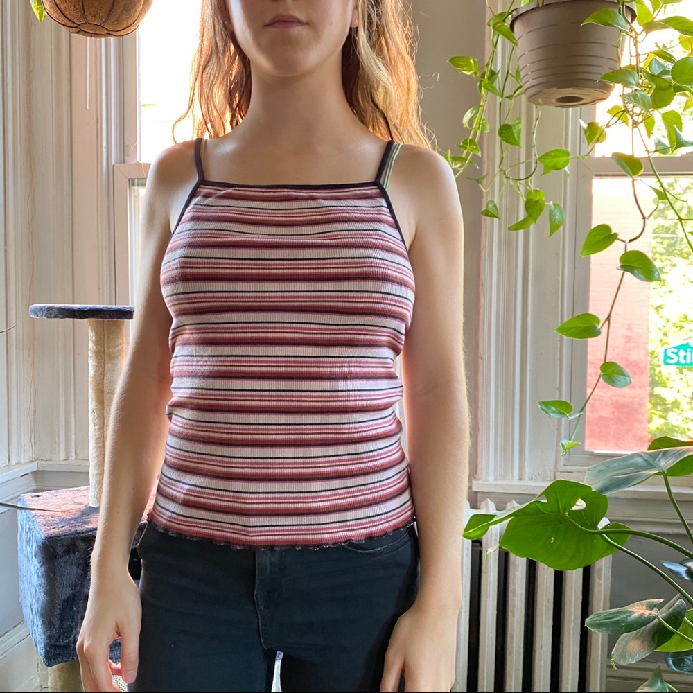 Stripped ribbed tank top